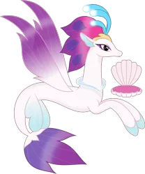 Size: 6400x7702 | Tagged: absurd resolution, artist:parclytaxel, beautiful, derpibooru import, female, movie accurate, my little pony: the movie, prone, queen novo, safe, seapony (g4), seashell, shading, simple background, smiling, solo, spread wings, .svg available, transparent background, vector, wings