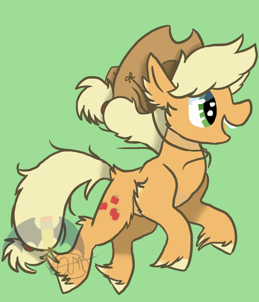 Size: 1818x2124 | Tagged: safe, artist:ashleybances, derpibooru import, applejack, pony, applejack's hat, cowboy hat, hat, simple background, solo, unshorn fetlocks