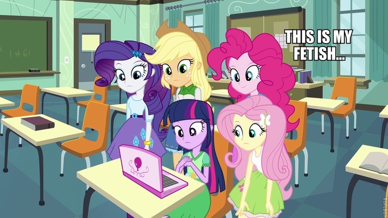 Size: 960x540 | Tagged: safe, derpibooru import, screencap, applejack, fluttershy, pinkie pie, rarity, twilight sparkle, equestria girls, equestria girls (movie), book, bracelet, chair, chalkboard, classroom, clothes, computer, cowboy hat, denim skirt, door, hat, incomplete twilight strong, jewelry, laptop computer, meme, pinkie pie laptop, skirt, stetson, table, tanktop