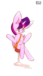 Size: 720x1280 | Tagged: safe, artist:pinkieeighttwo, derpibooru import, twilight sparkle, twilight sparkle (alicorn), alicorn, pony, bag, blushing, chair, impossibly large ears, sitting, solo