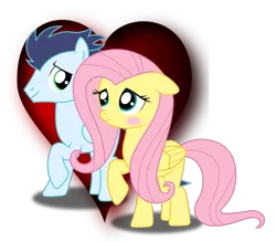 Size: 2033x1783 | Tagged: safe, artist:meandmyideas, derpibooru import, fluttershy, soarin', pegasus, pony, blushing, crack shipping, crush, female, heart, love, male, shipping, simple background, soarinshy, straight, transparent background, vector