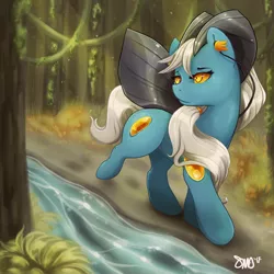 Size: 3000x3000 | Tagged: safe, artist:bean-sprouts, derpibooru import, ponified, pony, swampert, crossover, earbuds, pokémon, solo