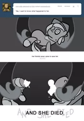 Size: 666x950 | Tagged: artist:egophiliac, ask, cartographer's cap, dark woona, derpibooru import, doll, female, filly, grayscale, hat, monochrome, moonstuck, nightmare moon, nightmare woon, plushie, princess luna, safe, toy, tumblr, woona, younger
