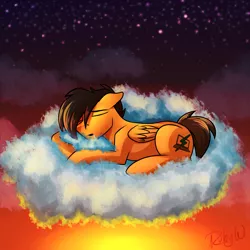 Size: 3000x3000 | Tagged: safe, artist:rubywave32, derpibooru import, oc, oc:compylight, unofficial characters only, pegasus, pony, cloud, commission, male, sleeping, solo, stallion, tired, twilight (astronomy)