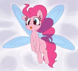 Size: 1280x1166 | Tagged: dead source, safe, artist:pabbley, derpibooru import, pinkie pie, breezie, it ain't easy being breezies, :p, breezie pie, breeziefied, cute, diapinkes, ear fluff, flying, raspberry, solo, species swap, tongue out