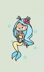 Size: 364x601 | Tagged: artist:obeliskgirljohanny, bandeau, derpibooru import, looking at you, mermaid, mermaidized, my little pony: the movie, princess skystar, safe, seapony (g4), simple background, smiling, solo, species swap