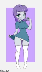 Size: 1184x2000 | Tagged: suggestive, artist:hidden-cat, derpibooru import, boulder (pet), maud pie, equestria girls, adorasexy, bedroom eyes, breasts, busty maud pie, clothes, cute, eyeshadow, female, lidded eyes, makeup, missing shoes, panties, sexy, simple background, skirt, socks, solo, solo female, stockings, thigh highs, underwear, upskirt, white underwear, zettai ryouiki