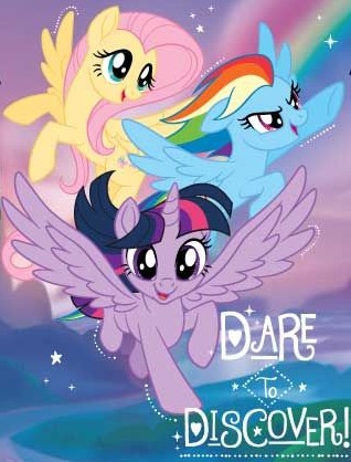 Size: 318x418 | Tagged: safe, derpibooru import, fluttershy, rainbow dash, twilight sparkle, twilight sparkle (alicorn), alicorn, pony, my little pony: the movie, dare to discover, poster