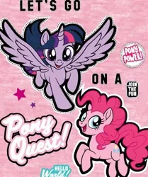 Size: 380x454 | Tagged: safe, derpibooru import, pinkie pie, twilight sparkle, twilight sparkle (alicorn), alicorn, pony, my little pony: the movie, let's go on a pony quest!, quest