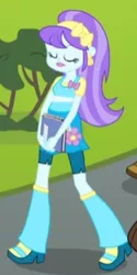 Size: 250x500 | Tagged: safe, derpibooru import, screencap, aqua blossom, equestria girls, equestria girls (movie), boots, cropped, flower, high heel boots, notebook, shoes, solo