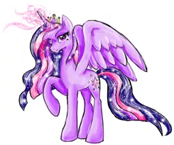 Size: 796x663 | Tagged: safe, artist:elementofsuprise, derpibooru import, twilight sparkle, twilight sparkle (alicorn), alicorn, pony, magic, older, older twilight, raised hoof, raised leg, solo