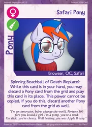 Size: 788x1088 | Tagged: safe, artist:10art1, derpibooru import, oc, oc:safari, unofficial characters only, pony, twilight sparkle's secret shipfic folder, apple, browser ponies, card, clothes, food, glasses, solo, sweater, turtleneck
