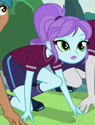 Size: 452x596 | Tagged: safe, derpibooru import, screencap, carlos thunderbolt, crystal lullaby, track starr, equestria girls, pinkie spy (short), cropped, solo focus