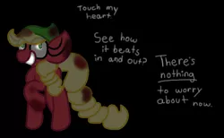 Size: 1013x622 | Tagged: applejack's parents, artist:thefanficfanpony, blood, derpibooru import, headcanon, hilarious in hindsight, mother 3, semi-grimdark, solo, yandere