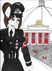 Size: 1600x2200 | Tagged: anthro, anthro oc, armband, artist:aboveall3, derpibooru import, edgy, führer, nazi, nazi armband, nazipone, oc, oc:adele hitler, reich, reichstag, safe, unofficial characters only