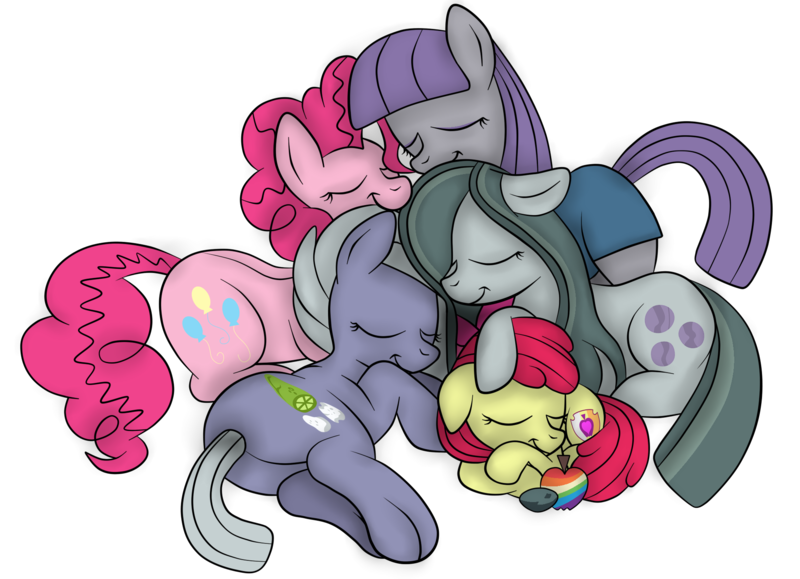 Size: 1936x1400 | Tagged: safe, artist:squipycheetah, derpibooru import, apple bloom, boulder (pet), limestone pie, marble pie, maud pie, pinkie pie, earth pony, pony, hearthbreakers, adorabloom, alternate cutie mark, apple, butt, cousins, cuddle puddle, cuddling, cute, cutie mark, diapinkes, eyes closed, family, female, filly, food, happy, limabetes, marblebetes, maudabetes, nap, pet, pie pile, pie sisters, plot, pony pile, rock, siblings, simple background, sisters, sleeping, smiling, the cmc's cutie marks, transparent background, vector, when she smiles, zap apple