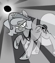 Size: 666x761 | Tagged: artist:egophiliac, cartographer's element of courage, derpibooru import, female, filly, grayscale, monochrome, moonstuck, princess luna, raised hoof, safe, solo, tumblr, woona, younger