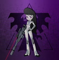 Size: 11511x11686 | Tagged: safe, artist:rainbownspeedash, derpibooru import, octavia melody, equestria girls, absurd resolution, crossover, ghost (starcraft), gun, rifle, solo, starcraft, vector, weapon