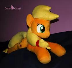 Size: 1440x1366 | Tagged: safe, artist:lanacraft, derpibooru import, applejack, pony, beanie (plushie), irl, life size, photo, plushie