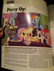Size: 2448x3264 | Tagged: applejack, are you frustrated?, article, balloon, cup, derpibooru import, discord, emmy magazine, finger, fluttershy, in the mix, magazine, meghan mccarthy, meme, patton oswalt, pinkie pie, ponied up, quibble pants, rainbow dash, rarity, safe, spoiler:s07, teacup, text, twilight's castle, william shatner