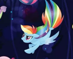 Size: 381x311 | Tagged: safe, derpibooru import, screencap, rainbow dash, pony, seapony (g4), my little pony: the movie, cropped, cute, dashabetes, fin wings, fins, seaponified, seapony rainbow dash, species swap, tail, wings