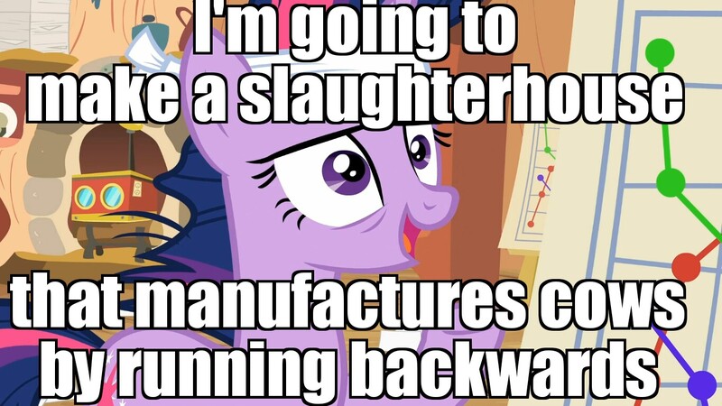 Size: 1365x767 | Tagged: caption, derpibooru import, edit, edited screencap, image macro, it just works, it's about time, meme, necromancy, safe, screencap, solo, some jerk with a camera, text, twilight gone mad, twilight snapple, twilight sparkle