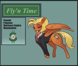 Size: 900x767 | Tagged: safe, artist:alorix, derpibooru import, oc, oc:fly'n time, unofficial characters only, pegasus, pony, adoptable, clothes, ear fluff, female, lidded eyes, mare, spread wings, suit, wings