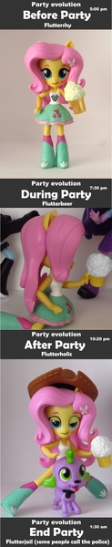 Size: 541x2645 | Tagged: suggestive, artist:whatthehell!?, derpibooru import, edit, fluttershy, spike, twilight sparkle, equestria girls, alcohol, beer, boots, clothes, cowboy hat, doll, equestria girls minis, hat, high heel boots, irl, parody, photo, root beer, shoes, skirt, stetson, toy