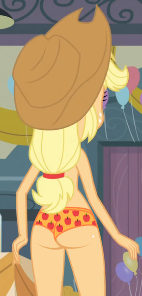 Size: 414x860 | Tagged: suggestive, artist:thevincenator, derpibooru import, edit, edited screencap, screencap, applejack, equestria girls, equestria girls (movie), applebutt, butt, clothes, nude edit, nudity, panties, underwear, underwear edit