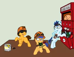 Size: 1024x781 | Tagged: safe, artist:brony-commentator, derpibooru import, cheese sandwich, flash sentry, rainbow dash, soarin', earth pony, pegasus, pony, colt, crush plush, dispenser, engineer, foal, helmet, looking back, male, plushie, pyro, spy, team fortress 2, weapon