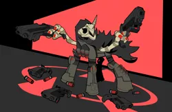 Size: 5175x3375 | Tagged: safe, artist:drawponies, derpibooru import, ponified, pony, absurd resolution, ammunition, bullet, cloak, clothes, gun, male, mask, overwatch, reaper (overwatch), robotic arm, solo, stallion, weapon