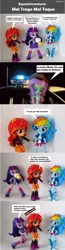 Size: 920x3538 | Tagged: safe, artist:whatthehell!?, derpibooru import, edit, fluttershy, rainbow dash, sunset shimmer, twilight sparkle, equestria girls, alcohol, arrested, beer, doll, equestria girls minis, implied lesbian, implied shipping, implied sunsetsparkle, parody, police, toy
