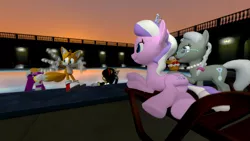 Size: 1366x768 | Tagged: 3d, artist:migueruchan, crossover, derpibooru import, diamond tiara, gmod, honey the cat, miles "tails" prower, safe, silver spoon, sonic the hedgehog (series), wave the swallow