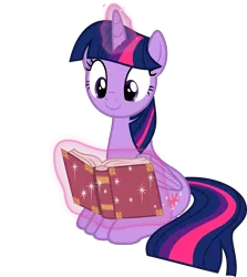 Size: 4466x5000 | Tagged: safe, artist:slb94, derpibooru import, twilight sparkle, twilight sparkle (alicorn), alicorn, pony, a hearth's warming tail, absurd resolution, book, cute, female, folded wings, levitation, magic, mare, reading, simple background, sitting, solo, telekinesis, transparent background, twiabetes, vector, wings