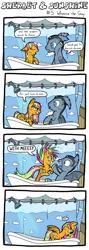 Size: 1000x2794 | Tagged: safe, artist:hap-sunshine, derpibooru import, oc, oc:hap sunshine, oc:rainbow sherbet, unofficial characters only, bat pony, pegasus, pony, comic, sherbet & sunshine, shower