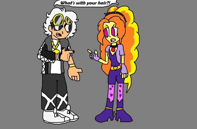 Size: 1314x862 | Tagged: safe, artist:brony96, derpibooru import, adagio dazzle, equestria girls, crossover, guzma, ms paint, pokémon, speech bubble, team skull