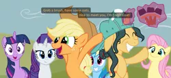 Size: 1361x628 | Tagged: artist needed, safe, derpibooru import, applejack, fluttershy, fresh coat, rainbow dash, rarity, twilight sparkle, twilight sparkle (alicorn), alicorn, pony, magic, paintbrush