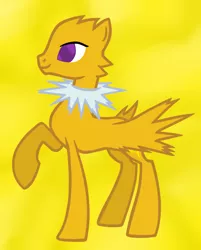 Size: 1024x1276 | Tagged: safe, artist:sunset-sunrize, derpibooru import, ponified, jolteon, pony, pokémon, raised leg, simple background, solo