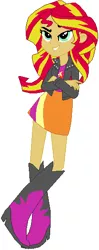 Size: 223x565 | Tagged: safe, artist:ra1nb0wk1tty, derpibooru import, sunset shimmer, equestria girls, equestria girls (movie), boots, clothes, crossed arms, high heel boots, jacket, leather jacket, raised leg, shoes, simple background, skirt, solo, white background