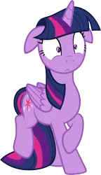 Size: 929x1617 | Tagged: safe, artist:badumsquish, derpibooru import, twilight sparkle, twilight sparkle (alicorn), alicorn, pony, :<, female, floppy ears, folded wings, frown, leaning back, mare, nervous, raised hoof, raised leg, scared, simple background, solo, tail between legs, transparent background, vector, wide eyes, wings, worried