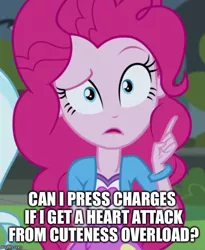 Size: 500x609 | Tagged: safe, derpibooru import, edit, edited screencap, screencap, pinkie pie, equestria girls, friendship games, caption, image macro, meme, pinkie's questions meme, text