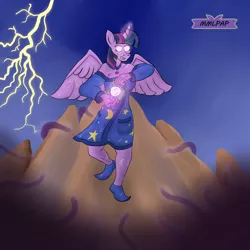 Size: 3000x3000 | Tagged: safe, artist:mostlymlpanthroporn, derpibooru import, twilight sparkle, twilight sparkle (alicorn), alicorn, anthro, magic