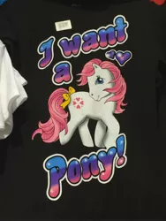 Size: 2448x3264 | Tagged: clothes, derpibooru import, g1, i want a pony!, price tag, safe, shirt, sundance, t-shirt, wondercon 2017