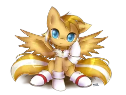 Size: 1191x900 | Tagged: safe, artist:nika191319, derpibooru import, ponified, pony, crossover, cute, miles "tails" prower, solo, sonic the hedgehog (series)