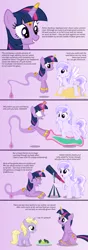 Size: 4096x11648 | Tagged: safe, artist:parclytaxel, derpibooru import, part of a set, dinky hooves, twilight sparkle, twilight sparkle (alicorn), oc, oc:starstorm slumber, alicorn, genie, genie pony, pegasus, pony, ain't never had friends like us, ask genie twilight, .svg available, absurd resolution, armband, ask, bottle, broccoli, colored wings, comic, eyes closed, female, filly, floating, flying, food, gem, glowing eyes, gradient background, grin, happy, headband, horn, horn ring, jewelry, leg brace, magic, mare, plate, prone, raised hoof, ring, rules, sand, sitting, smiling, telescope, transformation, tumblr, vector, veil, wing jewelry, wings, wish