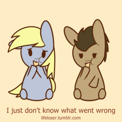 Size: 500x500 | Tagged: safe, artist:lifeloser, derpibooru import, derpy hooves, doctor whooves, time turner, pegasus, pony, animated, cute, derpabetes, doctorbetes, eating, female, food, gif, i just don't know what went wrong, mare, meme, sitting