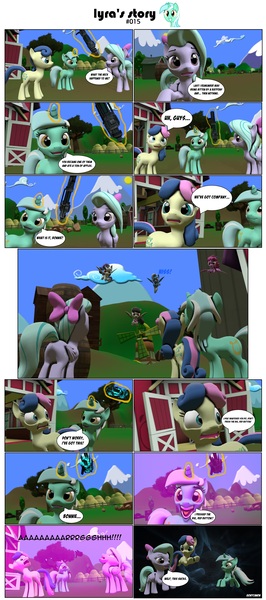 Size: 4000x9024 | Tagged: safe, artist:goatcanon, derpibooru import, bon bon, flitter, lyra heartstrings, rarity, sweetie drops, bat pony, pony, comic:lyra's story, 3d, absurd resolution, bat ponified, comedy, comic, race swap, raribat, source filmmaker, time vortex