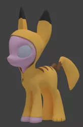 Size: 410x625 | Tagged: 3d, artist:aeridiccore, clothes, costume, derpibooru import, kigurumi, pikachu, pokémon, safe, solo, wip