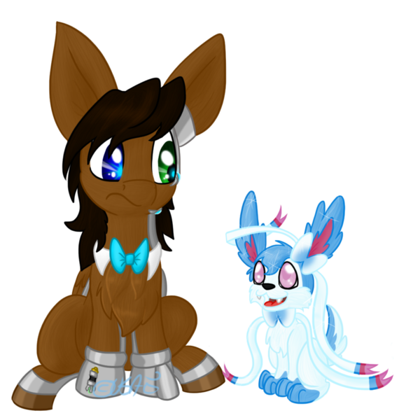 Size: 1024x1024 | Tagged: safe, artist:usagi-zakura, derpibooru import, oc, oc:blue, oc:mister clever, unofficial characters only, pony, sylveon, bowtie, doctor who, eleventh doctor, male, pokémon, stallion