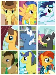 Size: 500x660 | Tagged: safe, artist:owletbrigthness, derpibooru import, braeburn, caramel, comet tail, doctor whooves, flash sentry, pokey pierce, soarin', sunburst, thunderlane, time turner, pony, male, stallion